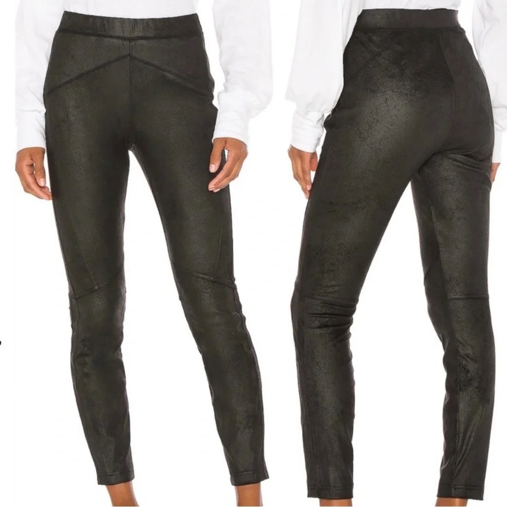 Free People Midnight Black Vegan Suede Pull On Skinny Legging Pants Small